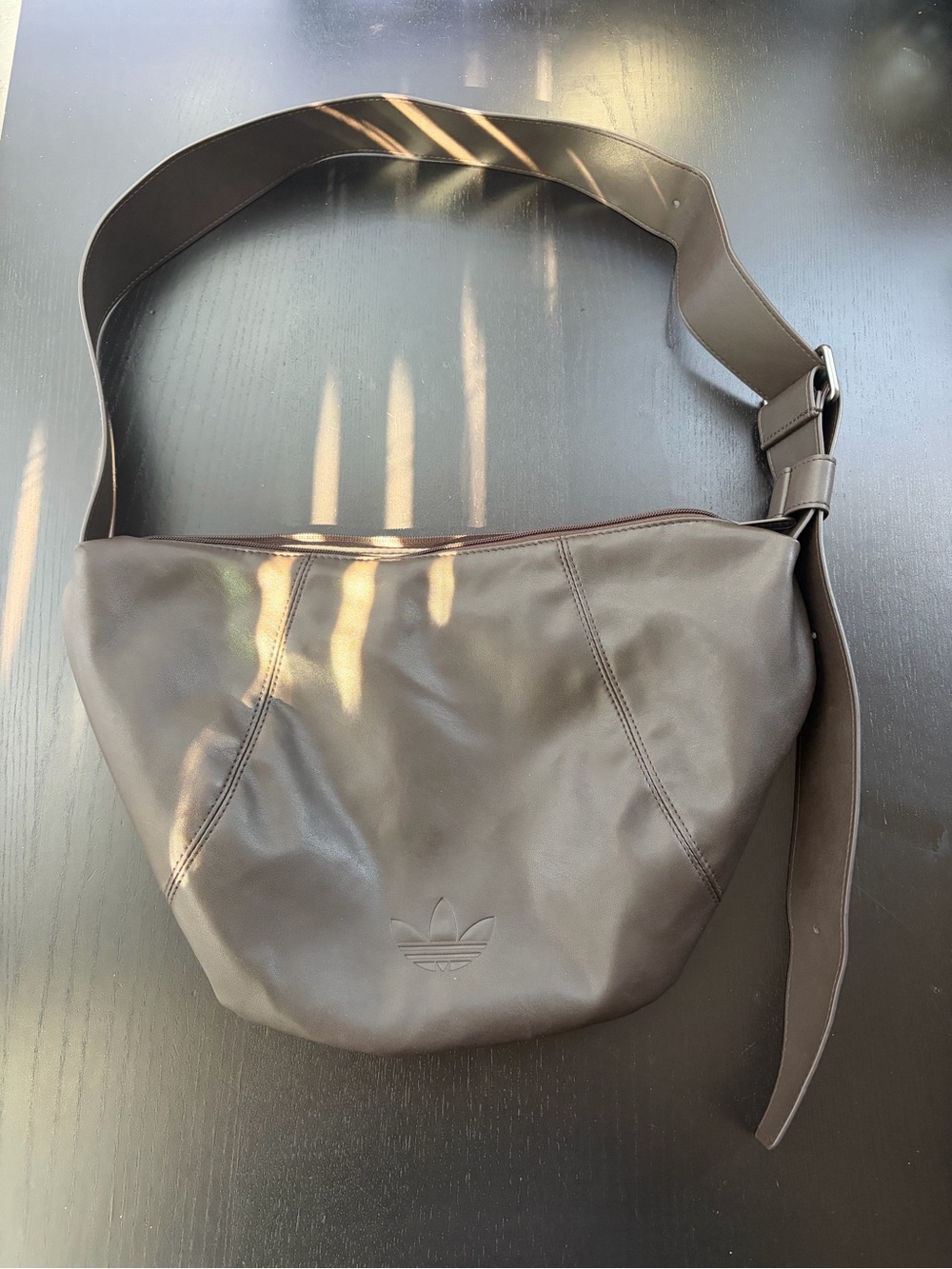 adidas Chocolate Brown Leather Crossbody Bag